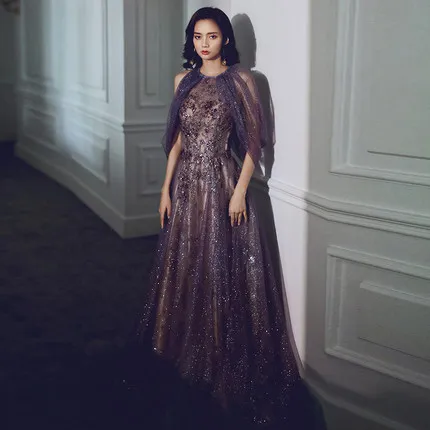 

luxury purple glitter rococo vintge long gown fairy dress European court Gown queen Victorian Belle /ball gown