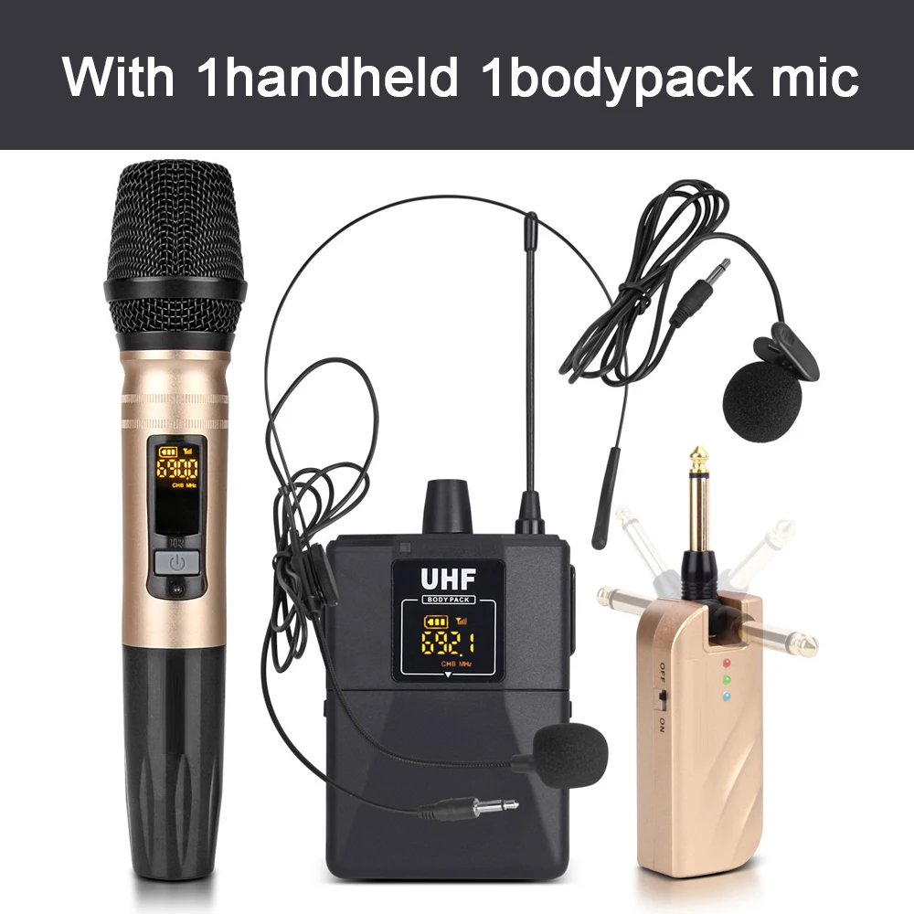 1handheld 1bodypack Debra mini 2 канальный переносной беспроводной микрофон с ручной или петличный и гарнитуры микрофон UHF частоты регулируемый микрофон для караоке - Цвет: 1handheld 1bodypack