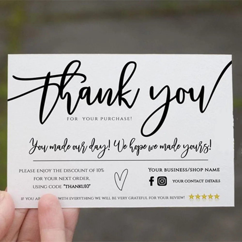 Personalize Logo MODERN Thank You For Your Order Cards Template 6x4 