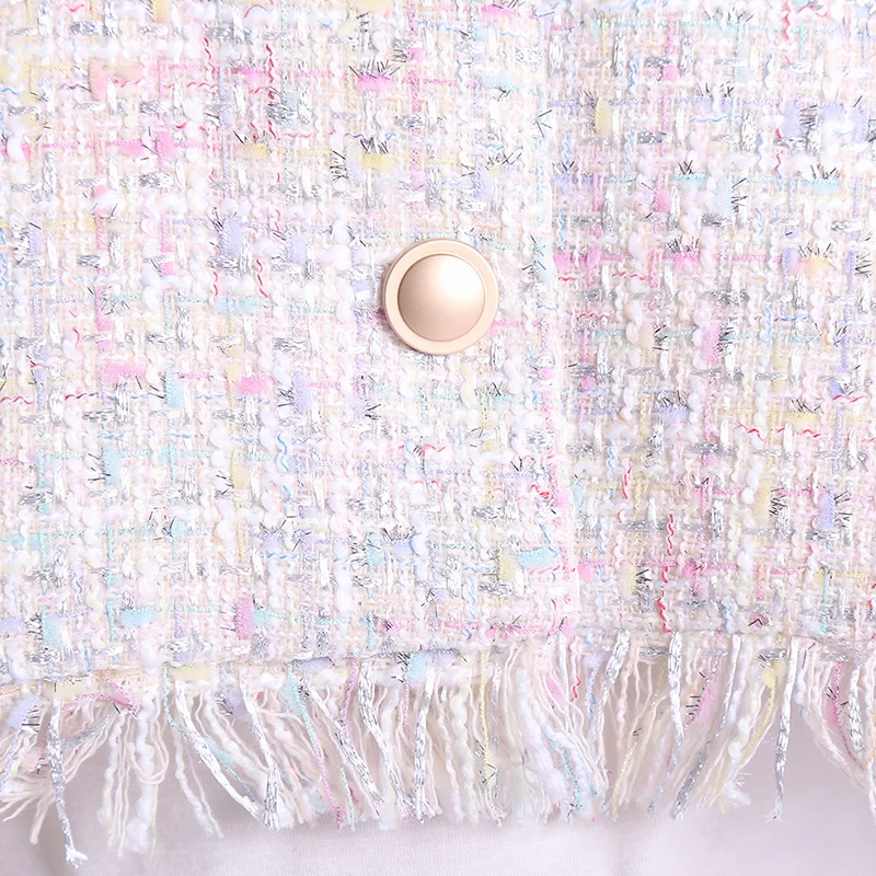 Женский короткий твидовый жилет с бахромой Маленький очаровательный Модный