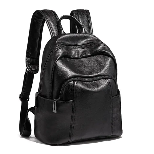 

Oil skin fashion backpack 2019 Korean version of the multi-functional girls four seasons retro simple shoulder bag