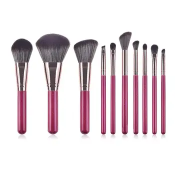 

10Pcs set Makeup Brush Sets Wood Handle Soft Synthetic Fiber Kabuki Powder Blush Liquid Eyeliner Eyeshadow Lip Eyebrow Brush