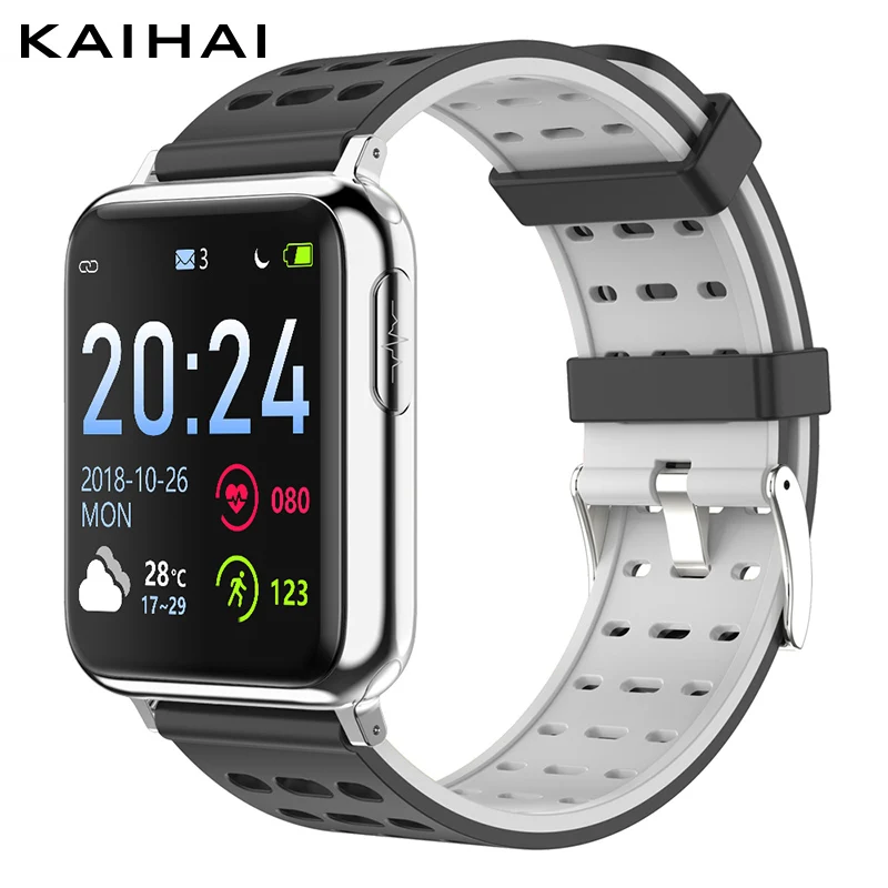 KAIHAI фитнес-трекер ecg ppg spO2 Смарт-часы для мужчин кровяное давление кислород Пульс монитор здоровья часы - Цвет: silver grey watch