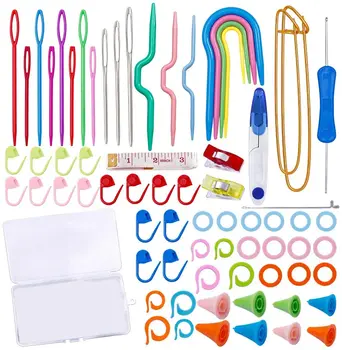 

LMDZ Complete Knitting and Crochet Accessories,with Knitting Stitch Markers Plastic Sewing Needles Cable Needles for DIY Project