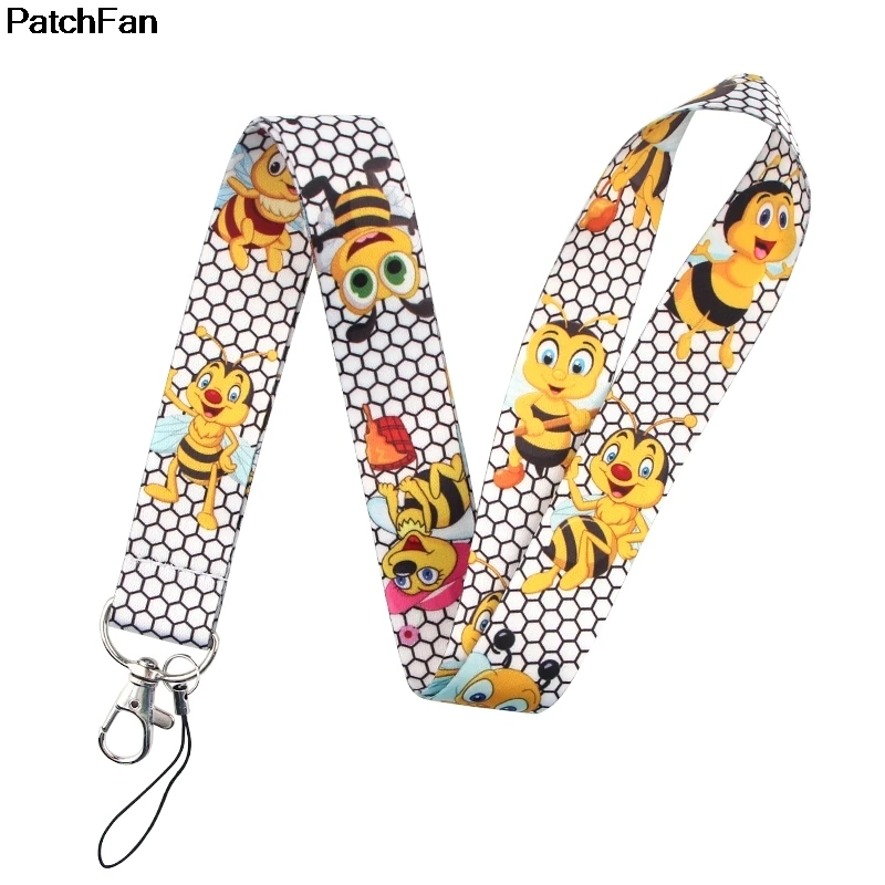 20 шт./лот A2458 Patchfan мультфильм пчела ключ ремешок для ключей ID телефон USB держатели бейджей телефон шейный ремень лямки для детей Подарки
