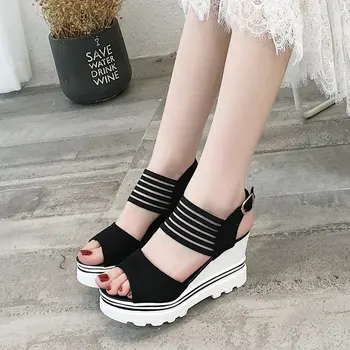 

20120 summer new fashion wedge female sandals high-heeled buckle strap platform casual lightweight women's shoes