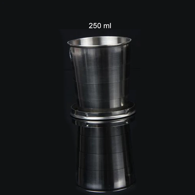 250ml 75 мл 150 мл 250 мл Складная чашка из нержавеющей стали выдвижные складные стаканы съемные портативные принадлежности для путешествий на открытом воздухе брелок - Цвет: 250ml