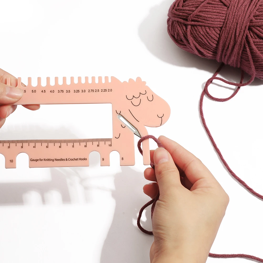 Crochet Hooks Crochet Needles DIY Sheep Shape Sewing Knitting Needles Gauge Size Guide Crochet Hook Ruler Measure Gauge Tool Accessory