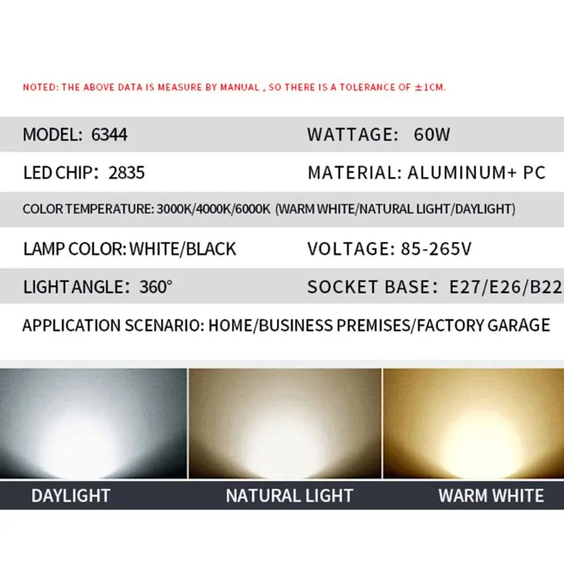 

6000LM 60W 85-265V LED Deformable Emergency Induction Light Sensor Garage Lamp A6HE