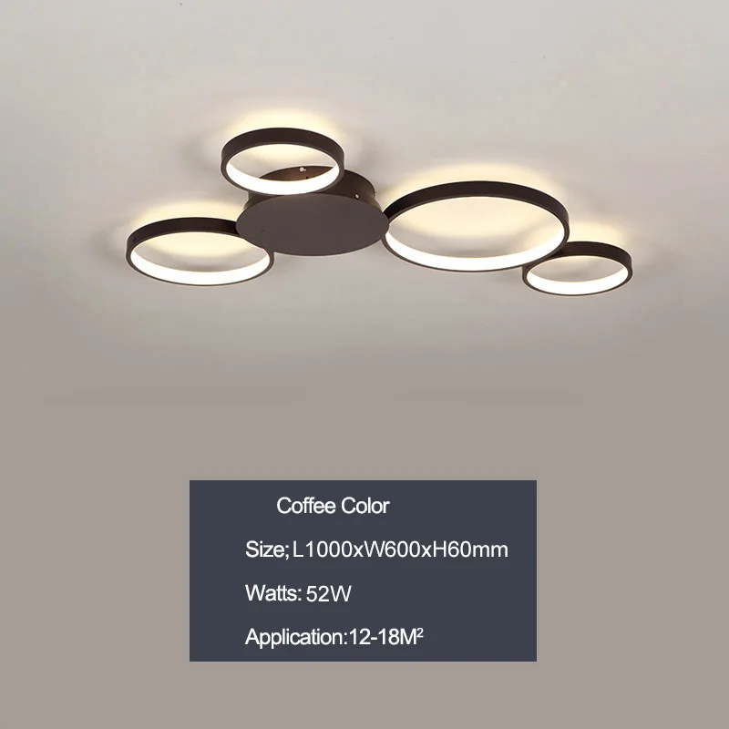 Coffee 1000x600mm Современные светодиодные светильники для гостиной,спальни,кухни,с пультом,Кофе отделка,AC85-265V,люстра классика,Круговая люстра - Цвет корпуса: Coffee 1000x600mm