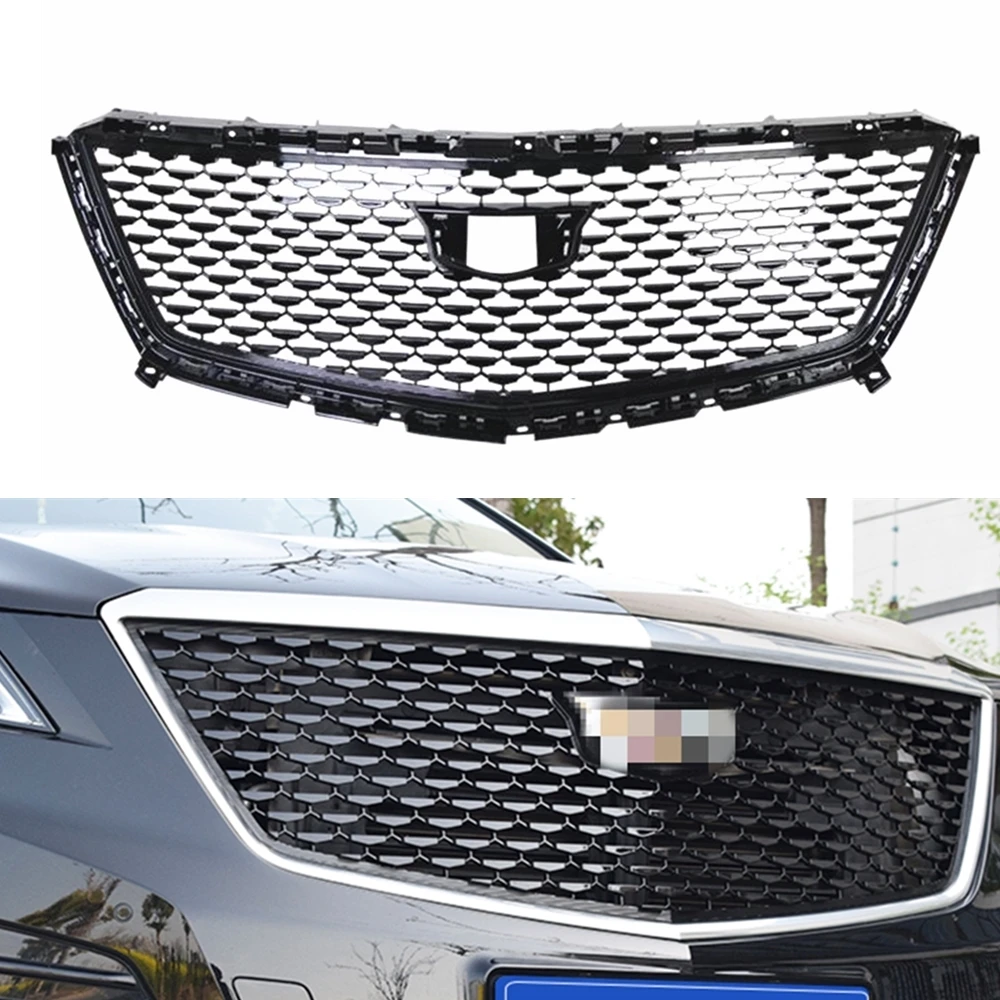 

Upper Grill Grille For Cadillac XT5 2016 2017 2018 2019 2020 2021 2022 2023 Black/Silver Front Bumper Hood Mesh