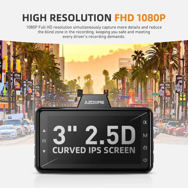 AZDOME M01 Pro Dash Cam 3 Inch 2.5D IPS Screen Car DVR Recorder Full HD 1080P Car Video Recorder Dashcam Dash Camera Record 3
