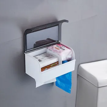 

New Paper Towel Rack Wall-Mounted Waterproof Paper Box Can Be Placed Without A Trace Paper Holder