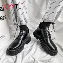 

CYYTL Men's Dress Shoes Leather Casual Business Low Top Platform Boots Waterproof Walking Lace-up Fashion Booties Moccasins