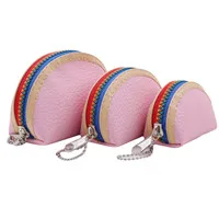 Pink Комплект из 3 предметов для девушек, сумка для монет, креативный женский кошелек на молнии для девушек, мини сумка для монет, кошелек для ключей, чехол для ключей, гарнитура, органайзер, сумка для хранения - Цвет: Pink