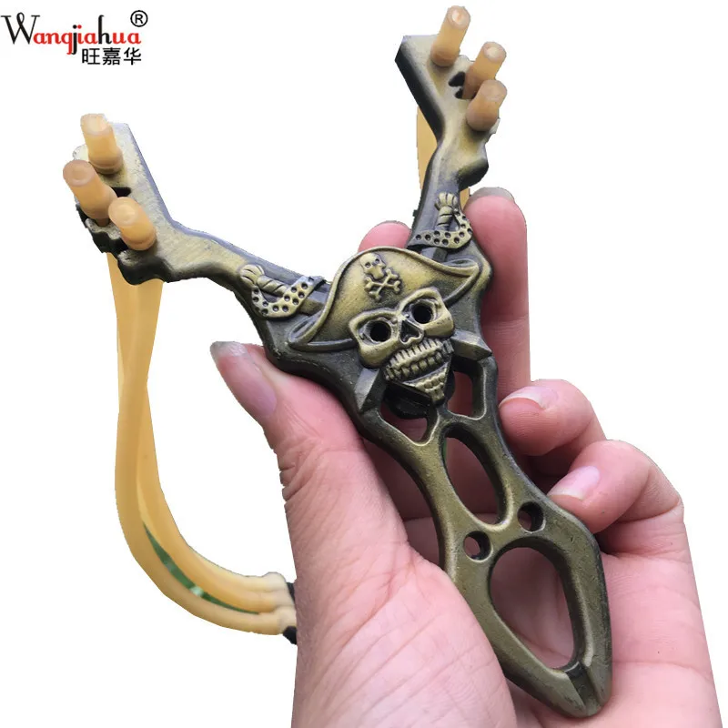 

Skull Personalized Powerful Slingshot Catapult With Rubber Band For Bow Hunting Fishing Plastic Pocket Shot Ball Outdoor Sport