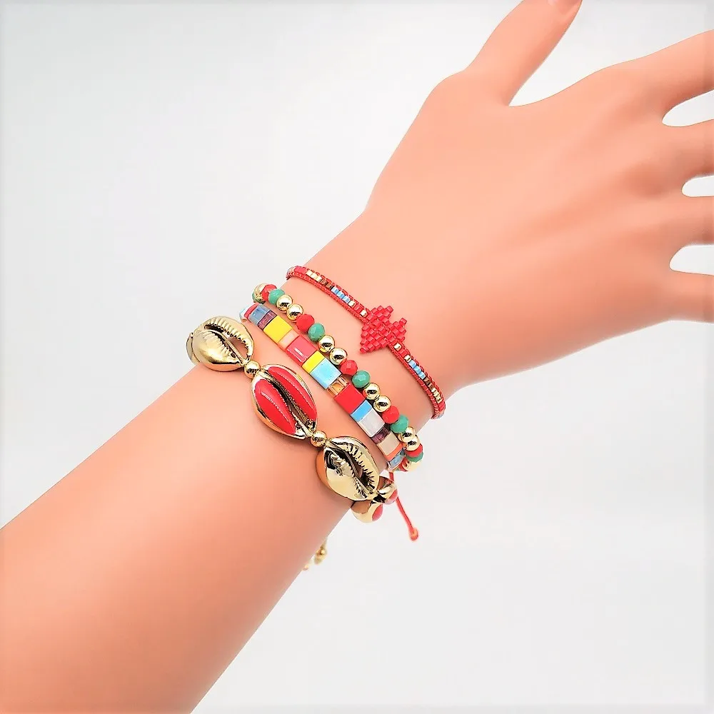 

Go2boho Shell Bracelet MIYUKI Tila Beads Bracelets Red Heart Pulseras Mujer 2019 Bohemian Summer Beach Jewelry Women Handmade