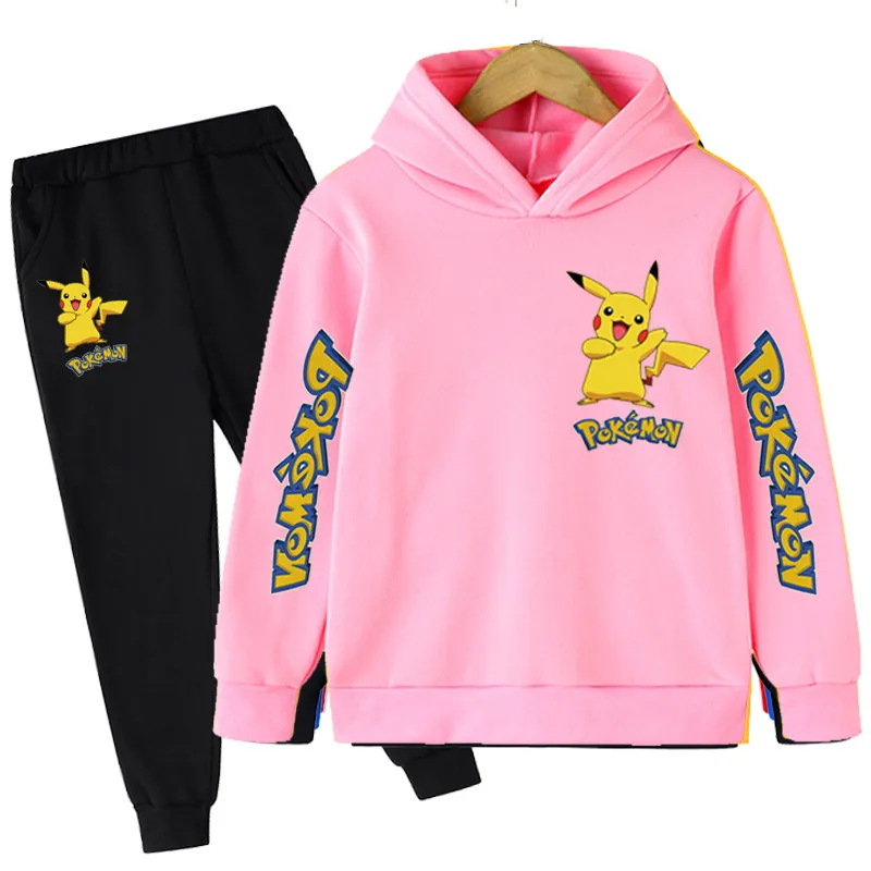 2022 New Children's Clothing Pikachu- Hoodie Pokemon- Suit Kids Hoodies Pants Two-piece Children Clothing Set 4-14 Years toddler hoodie boy