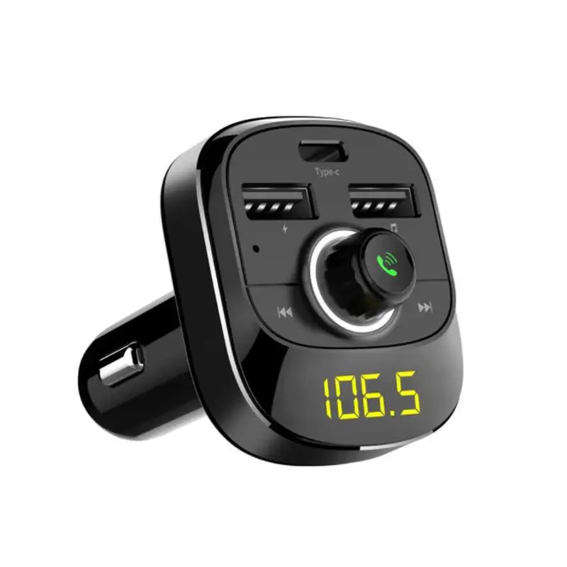 Aux Bluetooth автомобильный комплект беспроводной fm-передатчик Громкая связь музыка воспроизведение type-c зарядный порт Поддержка Tf карты/U диск - Название цвета: Черный