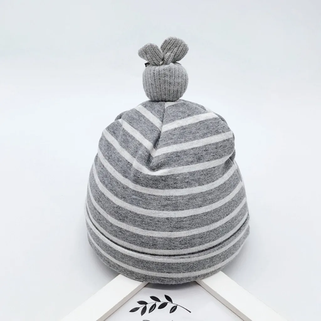 Baby hat autumn and winter thick warm striped cartoon bunny hat Thicker Warm Childs Kids Soft Newborn baby Boys Girls Toddler