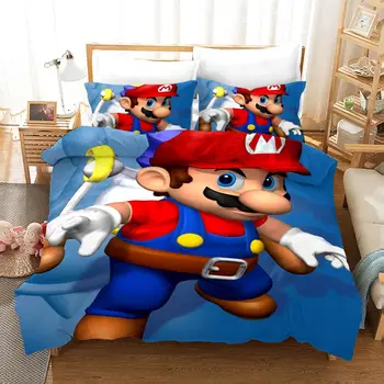 

Super Mario 3d World Odyssey Game Pattern Bedding Set Lovely Children Printed Duvet Cover Set with Pillowcase Free Shipping