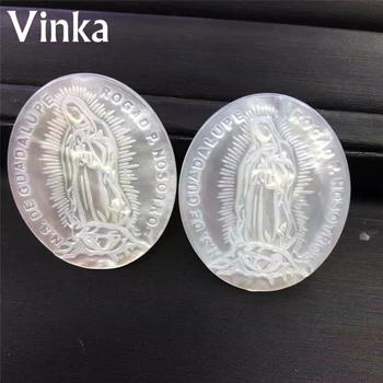 

100PCS/Lot Wholesale Natural Sea Shell Mother Of Pear Virgin Mary Shape Shell 27*32mm Madonna Jewelry Accessories