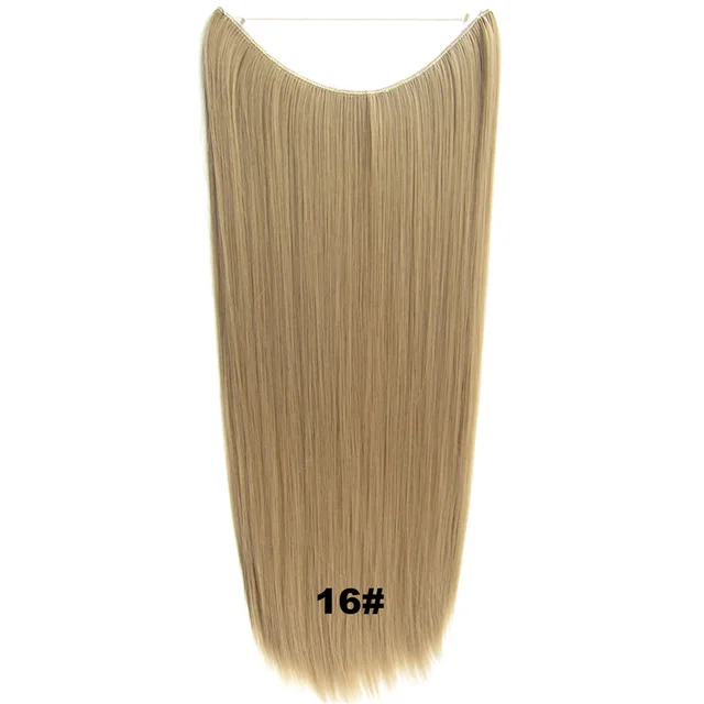 24inch 50grams 100grams Synthetic Hair Extension Gradual Color Brown Gray Blonde String Halo Hairpieces Extensions 100g-16