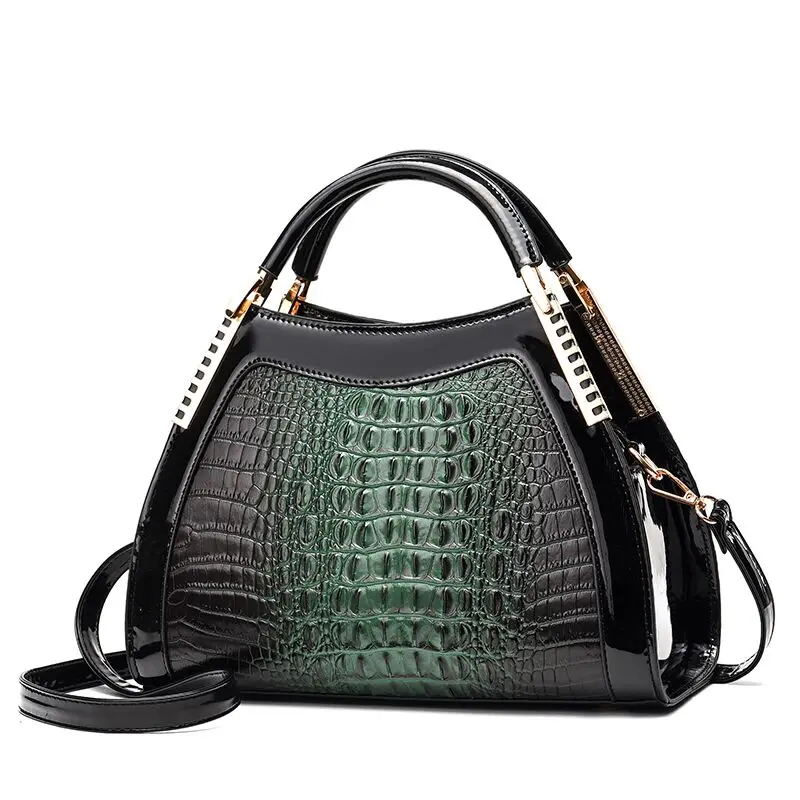 Gykaeo New Luxury Handbags Women Bags Designer Fashion Crocodile Pattern Shoulder Bag Ladies Party Messenger Bags Bolsa Feminina - Color: Green Two