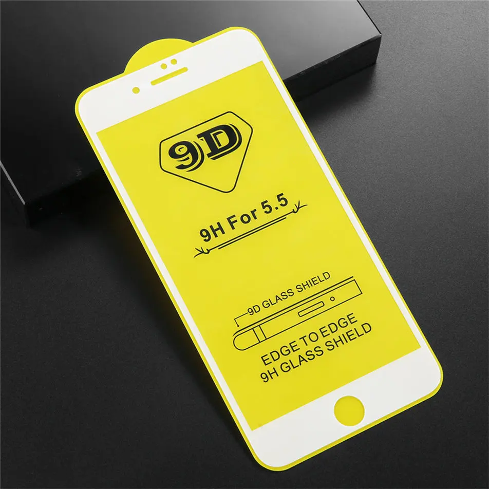 5Pcs/Lot 9D Full Cover Glass on For iPhone 13 Pro 7 8 Plus 6 6s For iPhone X Xr Xs 11 12 Pro Max Tempered Glass Screen Protector