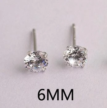 LEKANI Кристалл от Swarovski мода Натуральная 925 пробы серебряные серьги гвоздики для женщин Свадебные ювелирные изделия подарок - Цвет камня: 6MM