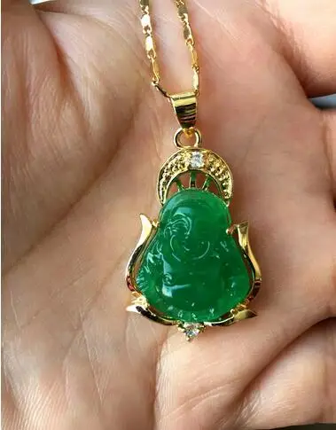 New good Lucky Green JADE NEW Buddha Pendant&ampampNecklace |
