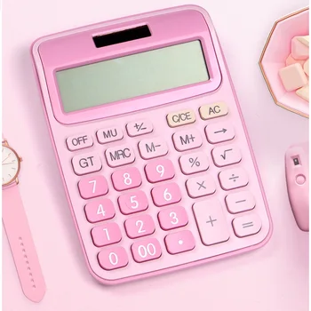 

12 Digit Desk Calculator Large Buttons Financial Business Accounting Tool Big Buttons Battery Office Free 12 Pens and Notebook