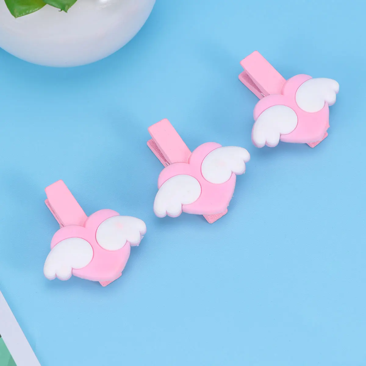 20pcs Wing Heart Shape Clips Wood Information Folder Photo Card Holder Message Folder Decorated Small Clip Stationery Memo
