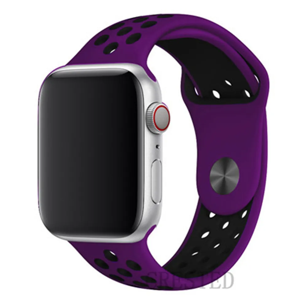 Спортивный ремешок для apple watch band 44 мм/40 мм apple watch 5 4 3 2 band iwatch band 42 мм/38 мм correa браслет ремень аксессуары для часов - Цвет ремешка: NEW purple black