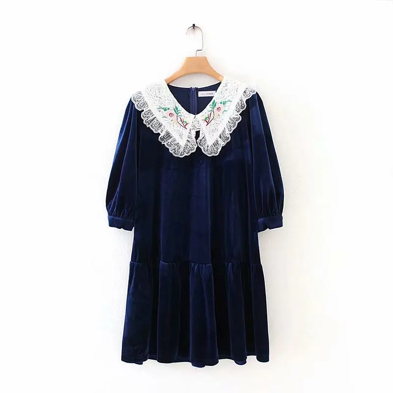 Woah/ г.; Yd55-9047 в европейском и американском стиле; детское бархатное платье с вышивкой и воротником