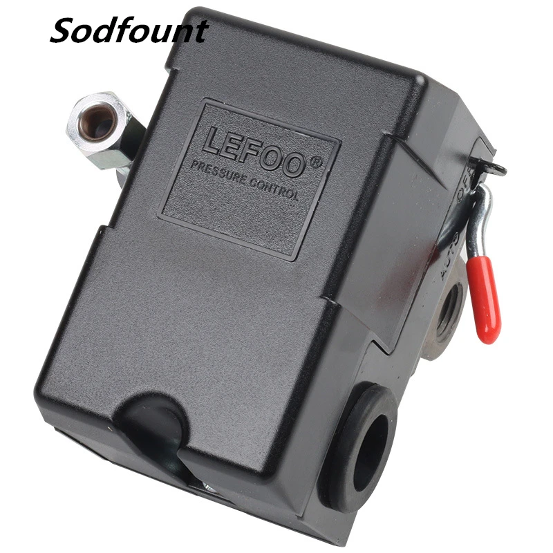 

1 pcs 5-8Kg 4-Port 26 Amp Pressure Switch Control Valve Air Compressor Heavy Duty Black Automatic Pressure Controller