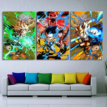 

5d Diy Diamond Painting Dragon Ball Wall Art Cross Stitch 3 Pcs Picture Anime Home Decal Room Decor Full Round Drill Embroidery