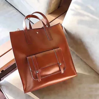 

New Style Oil Skin WOMEN'S Bag Messenger Bag Retro Students Handbag