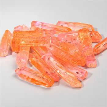 

40mm 10PCS Raw Orange Quartz Crystal Point Beads Raw Crystal Stick Spacer Bead Jewelry Necklace Making Pendants Reiki Chakra