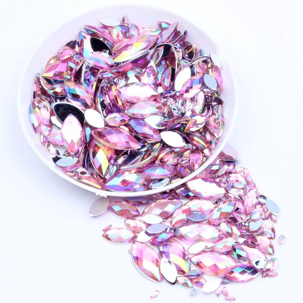 08light pink ab10000 3x6 мм 10000 шт. Marquise в форме листочков, головастой формы AB цвета, акриловые стразы для рукоделия драгоценные камни с зеркальным блеском сделай сам украшения для ногтей - Цвет: 08light pink ab10000