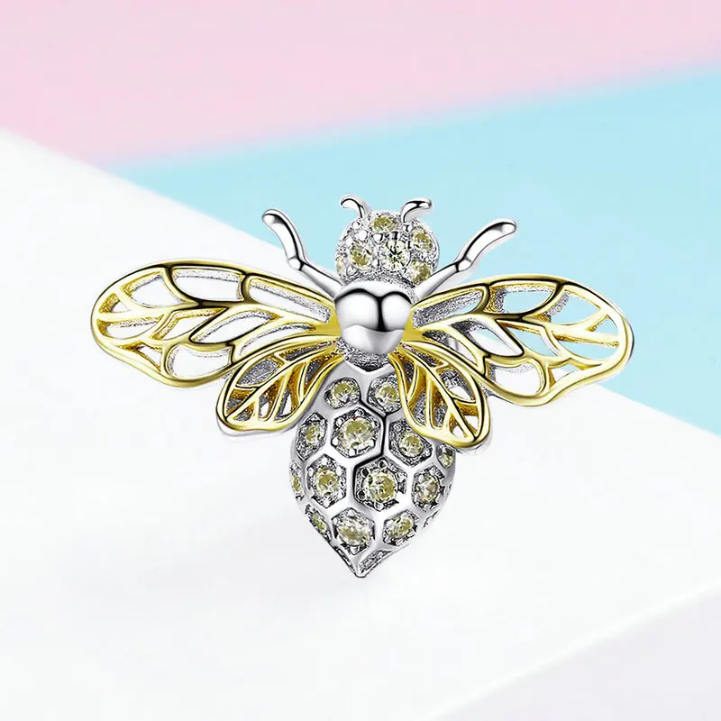 

CodeMonkey Authentic925 Sterling Silver Golden Bee Beads Fit Original Pandora Bracelet Charms Pendant For Women Jewelry C067