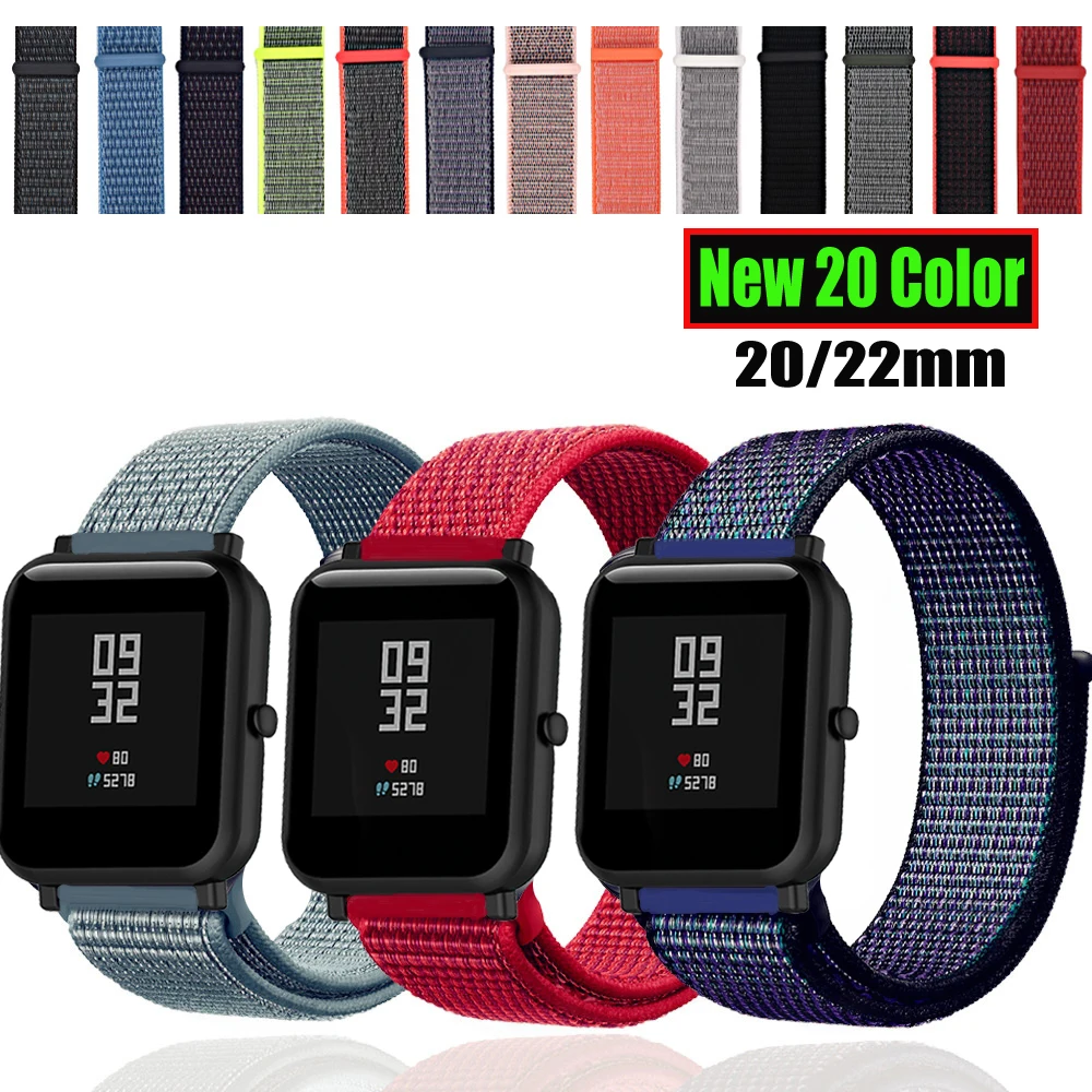 

Sport Nylon Strap For Xiaomi Amazfit Bip Strap Bracelet For Huawei Watch GT Honor Magic Huami Amazfit Pace Stratos 2 Watch Band