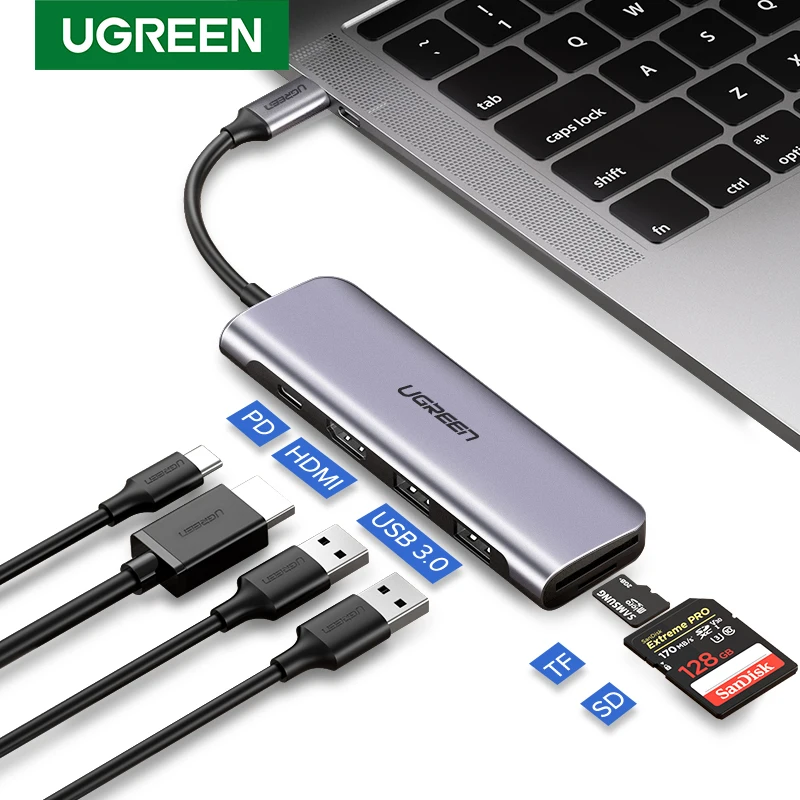 Skup Ugreen USB C kabel HDMI typ C na HDMI piasta USB C konwerter HDMI type c Thunderbolt 3 Dock dla MacBook Huawei Mate 30 Pro