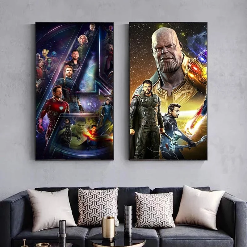 Disney Marvel Avengers Wall Art Marvel Champions Superhero Aula Decorazione Tela Pittura Poster Stampa Thanos Movie Decor