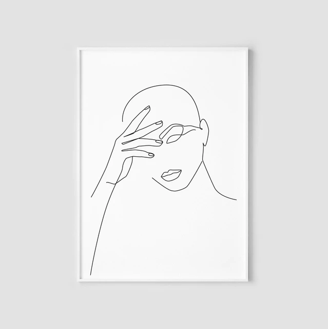 One line drawing, Female face print, Woman body sketch line art, Printable  feminine wall art, Minimal silhouette girl, Elegant _ - AliExpress Mobile