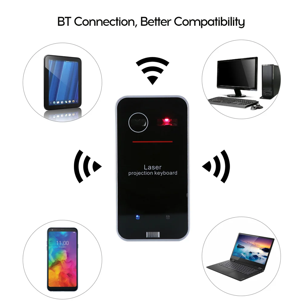 Мини Портативная Виртуальная сенсорная клавиатура и мышь BT QWERTY проекция для
