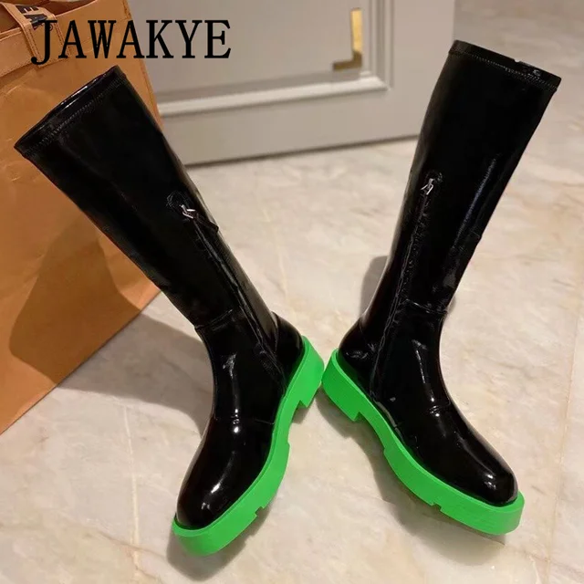 Pink Green Sole Knee High Women Boots 