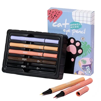 

5 Colors/box Cat Eye Eyeliner Kit Makeup Cosmetics Pen Bamboo Shape Color Eye Liner Black Yellow Brown Pencil Waterproof Make up