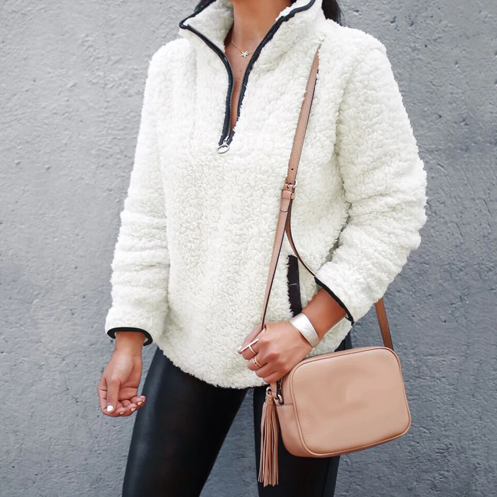 invierno Jersey peludo casual polar de lana de gran tamaveno de las mujeres, suéter de 60 S de suéteres de invierno abrigo m