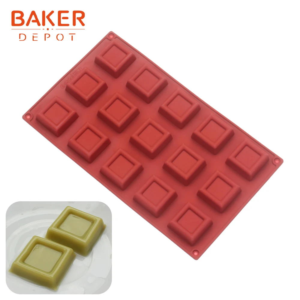 

BAKER DEPOT Silicone mold for biscuit cake pastry baking square jelly ice cube tray resin soap tool dessert cake decoration DIY